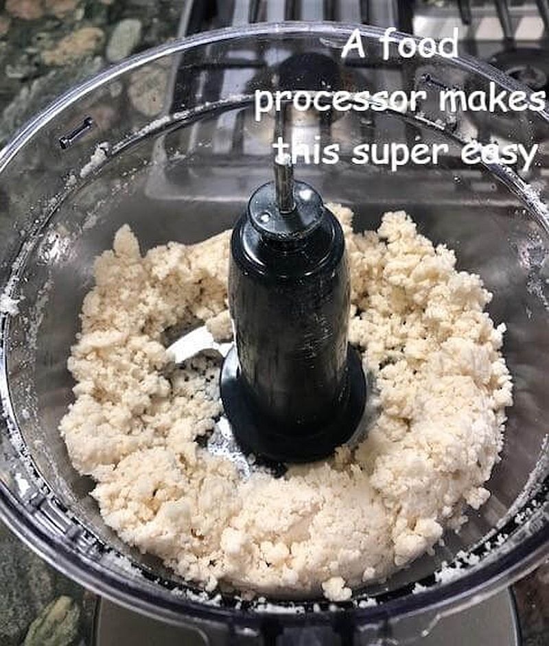 Mixing pie dough in a food processor