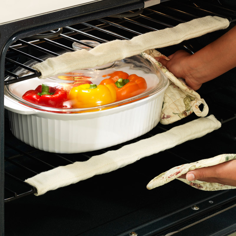 Oven Rack Guards installed on oven racks