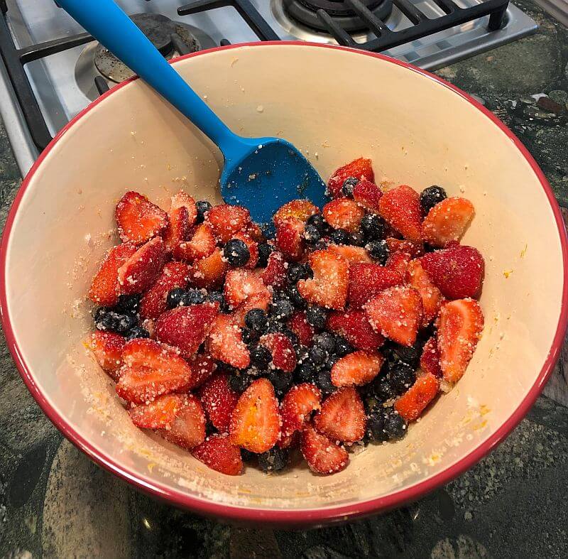 Strawberries and Blueberries for Crumble recipe