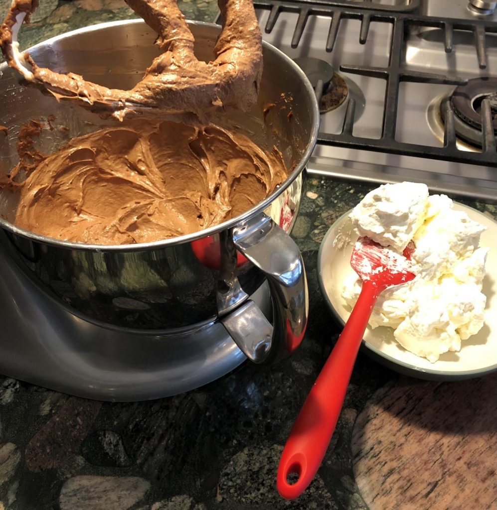Adding whip cream to French Silk Pie mix