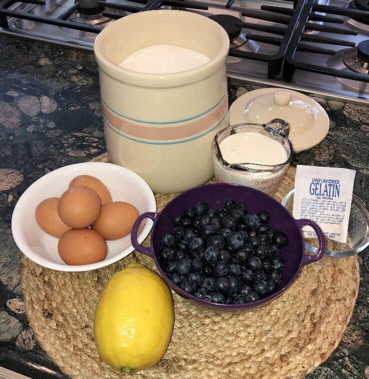 Ingredients for blueberry chiffon pie