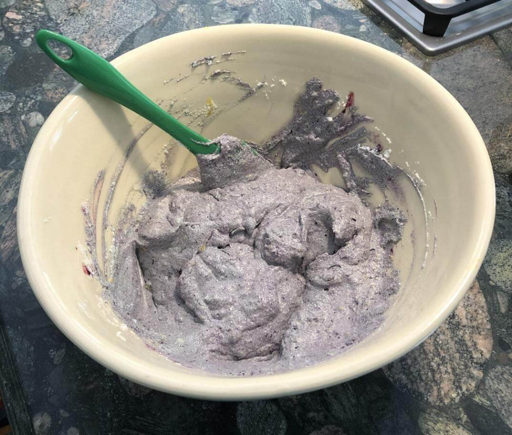 ingredients mixed with blueberries