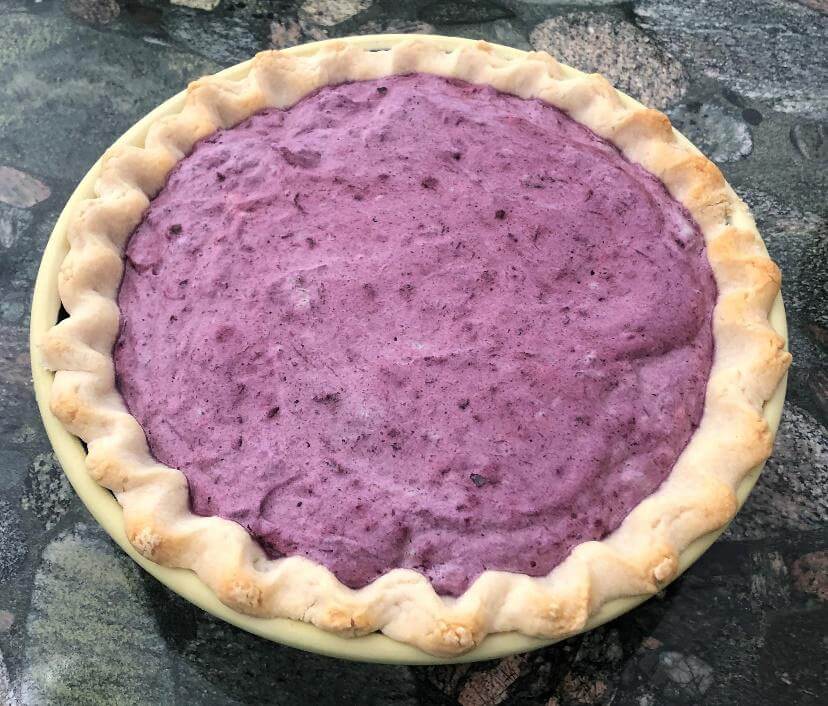 Blueberry chiffon ready for cooling