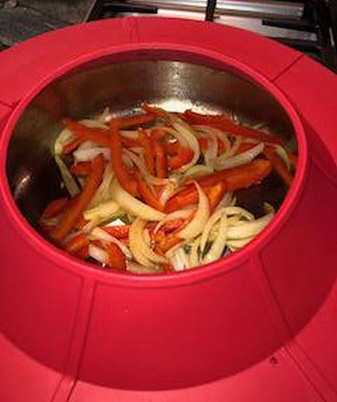 Peppers and onions cooking