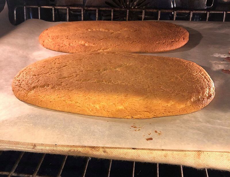 Baked Almond Biscotti out of the oven