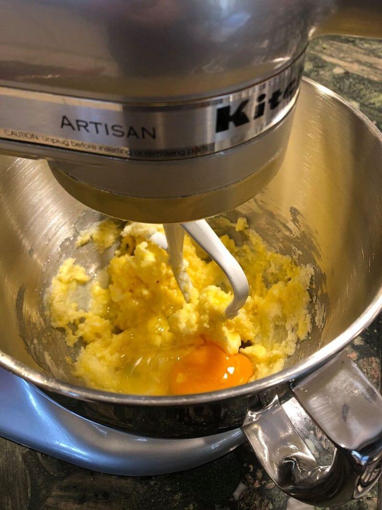 Mixing Almond Biscotti ingredients