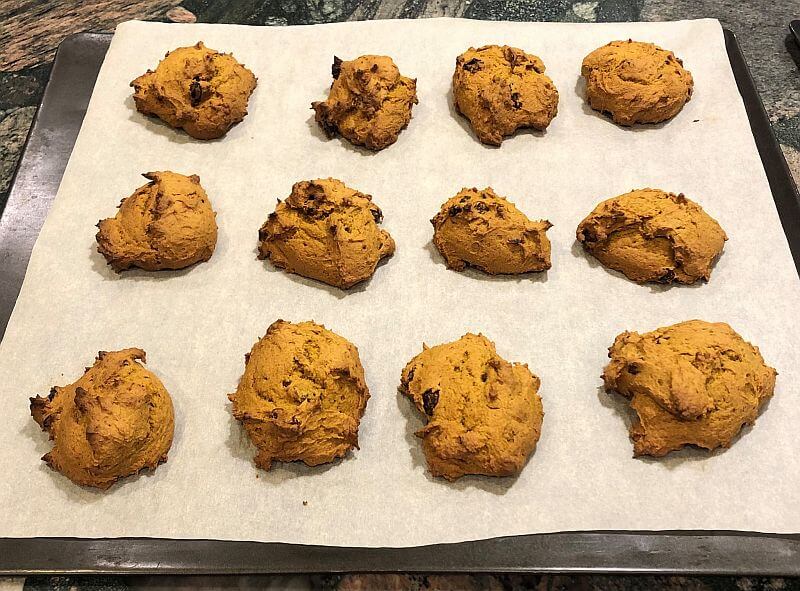 Spiced Pumpkin cookie on baking sheet